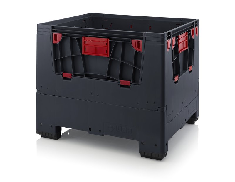 Caisse palette ESD pliable avec 4 rabats d'accès
