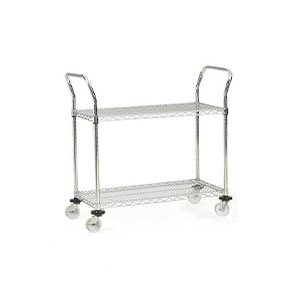 Chariot à 2 étagères en chrome SMT avec poignée en N